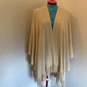 Croft & Barrow Boho Fringed Gold Thread Accents Cape Women One Size
